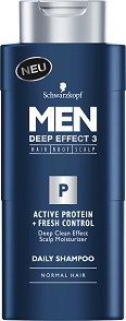 Schwarzkopf Men Deep Effect 3 Active Protein + Fresh Control Shampoo -            "Men Deep Effect 3" - 