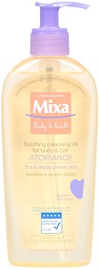 Mixa Baby Atopiance Soothing Cleansing Oil For Body & Hair - Бебешко олио за измиване на коса и тяло за много суха и атопична кожа от серията "Baby" - олио