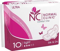 Normal Clinic Silk & Dry Light - Дамски превръзки от серията "Comfort Ultra" - 10 и 20 броя - дамски превръзки