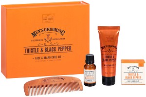 Scottish Fine Soaps Men's Grooming Thistle & Black Pepper Face & Beard Care Kit - Комплект за мъже с козметика за лице и брада от серията  "Men's Grooming" - продукт