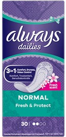Always Dailies Fresh & Protect Normal - Ароматизирани ежедневни превръзки - 30 или 58 броя - дамски превръзки