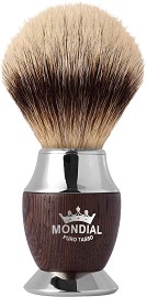 Четка за бръснене с естествен косъм от язовец Mondial Wenge - С дръжка от дърво и метал - четка
