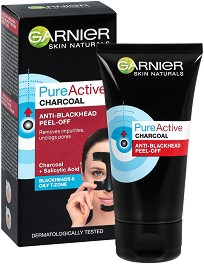 Garnier Pure Active Charcoal Anti-Blackhead Peel-Off - Черна отлепяща се маска за лице с активен въглен от серията "Pure Active" - маска
