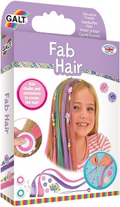 Аксесоари за коса - Модерна прическа - Комплект от тебешири за коса, мъниста и цветни кичури - детски аксесоар