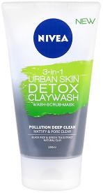 Nivea Urban Skin Detox 3 in 1 Claywash -  ,      3  1   - 