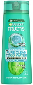 Garnier Fructis Coconut Water Shampoo - Шампоан с кокосова вода за мазни корени и сухи краища - шампоан