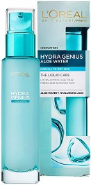 L'Oreal Hydra Genius Aloe Water The Liquid Care - Хидратиращ флуид за лице за нормална и суха кожа - гел