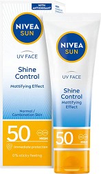 Nivea Sun UV Face Shine Control Cream SPF 50 - Слънцезащитен крем за лице за контрол на омазняването от серията Sun - крем