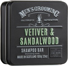 Scottish Fine Soaps Men's Grooming Vetiver & Sandalwood Shampoo Bar - Мъжки твърд шампоан от серията Men's Grooming - сапун