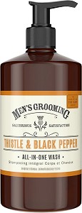 Scottish Fine Soaps Men's Grooming Thistle & Black Pepper All-in-One Wash - Измиващ гел за мъже за тяло, лице и коса от серията "Men's Grooming" - гел