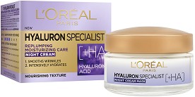 L'Oreal Hyaluron Specialist Night Cream - Нощен крем за лице с хиалуронова киселина от серията "Hyaluron Specialist" - крем