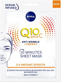 Nivea Q10 Plus C Anti-Wrinkle + Energy 10 Minutes Sheet Mask - 10-       "Q10 plus C" - 