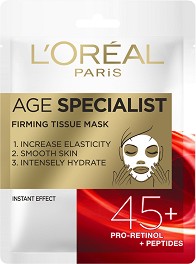 L'Oreal Age Specialist Firming Tissue Mask 45+ - Стягаща хартиена маска за лице от серията Age Specialist - маска