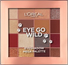 L'Oreal Eye Go Wild Eyeshadow Mega Palette - Палитра с 16 цвята сенки за очи - сенки