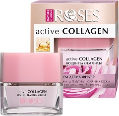 Nature of Agiva Roses Active Collagen Night Gel Cream - Нощен гел крем против бръчки от серията Roses - продукт