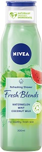 Nivea Fresh Blends Watermelon Shower Gel - Душ гел с диня, мента и кокосово мляко от серията Fresh Blends - душ гел