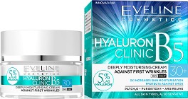 Eveline Hyaluron Clinic B5 Deeply Moisturizing 30+ - Крем за лице против първи бръчки от серията  "Hyaluron Clinic B5" - крем