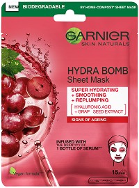 Garnier Hydra Bomb Tissue Mask - Лист маска за лице против стареене от серията "Skin Naturals" - маска