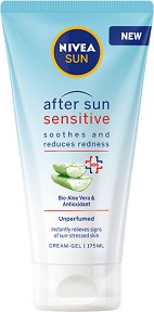 Nivea After Sun Sensitive Cream-Gel - Гел крем за след слънце за чувствителна кожа от серията Sun - гел