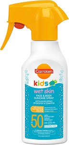 Carroten Kids Wet Skin Suncare Spray - SPF 50 - Детски слънцезащитен спрей за лице и тяло - продукт