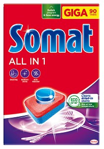 Таблетки за съдомиялна - Somat All in 1 - Разфасовки от 24 ÷ 100 броя - препарат