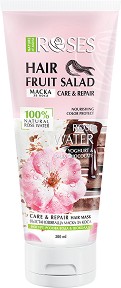 Nature of Agiva Roses Fruit Salad Hair Mask - Възстановяваща маска за коса с йогурт, розова вода и шоколад - маска