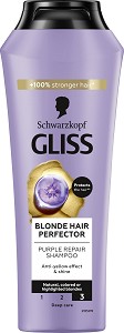 Gliss Blonde Hair Perfector Purple Repair Shampoo -        - 