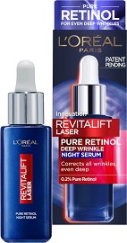 L'Oreal Revitalift Laser Pure Retinol Deep Wrinkle Night Serum - Нощен серум против стареене с ретинол от серията "Revitalift Laser" - серум
