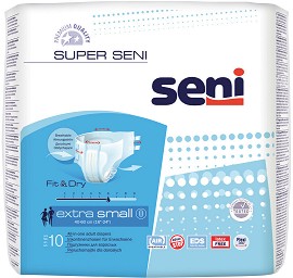 Пелени за възрастни Super Seni - За средна инконтиненция, размер XS, 10 броя - продукт