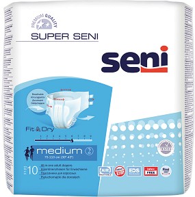 Пелени за възрастни Super Seni - За средна инконтиненция, размер M, 10 броя - продукт