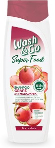 Wash & Go Super Food Grape & Macadamia Shampoo - Шампоан за суха коса с грозде и макадамия - шампоан