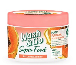 Wash & Go Super Food Papaya & Moringa Mask - Маска за увредена коса с папая и моринга - маска