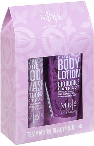 Подаръчен комплект MDS Bath & Body Temptation - Душ гел и лосион за тяло с женско биле - продукт