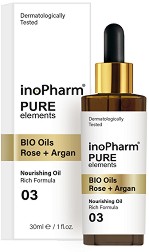 InoPharm Pure Elements BIO Oils Rose + Argan - Серум за лице и шия с био масла от роза и арган - серум