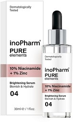 InoPharm Pure Elements 10% Niacinamide + 1% Zinc Brightening Serum - Серум за лице с 10% ниацинамид и 1% цинк - серум