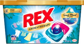 Капсули за бяло пране с аромат на лотос - Rex Aromatherapy 3+1 Power Caps - Разфасовки от 14 и 40 броя - препарат