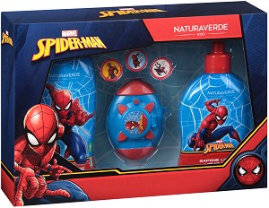 Подаръчен комплект за момче Spider-Man - Шампоан, душ гел и гривна с дискове на тема Спайдърмен - продукт