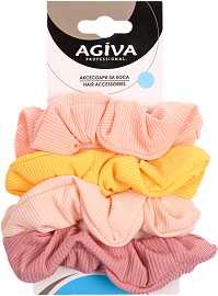 Скрънчи ластици за коса Agiva - 4 броя от серията Agiva Professional - ластик