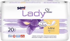 Урологични дамски превръзки Seni Lady Slim Mini - За капкова и лека инконтиненция, 20 броя - дамски превръзки