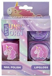Комплект с детски гримове Martinelia - 2 гланца за устни и лак за нокти от серията Little Unicorn - продукт